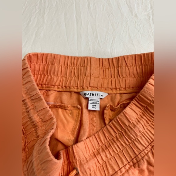Athleta Womens Cabo Linen Joggers Peach Orange Drawstring Waist Size 10 Tall - Picture 8 of 15